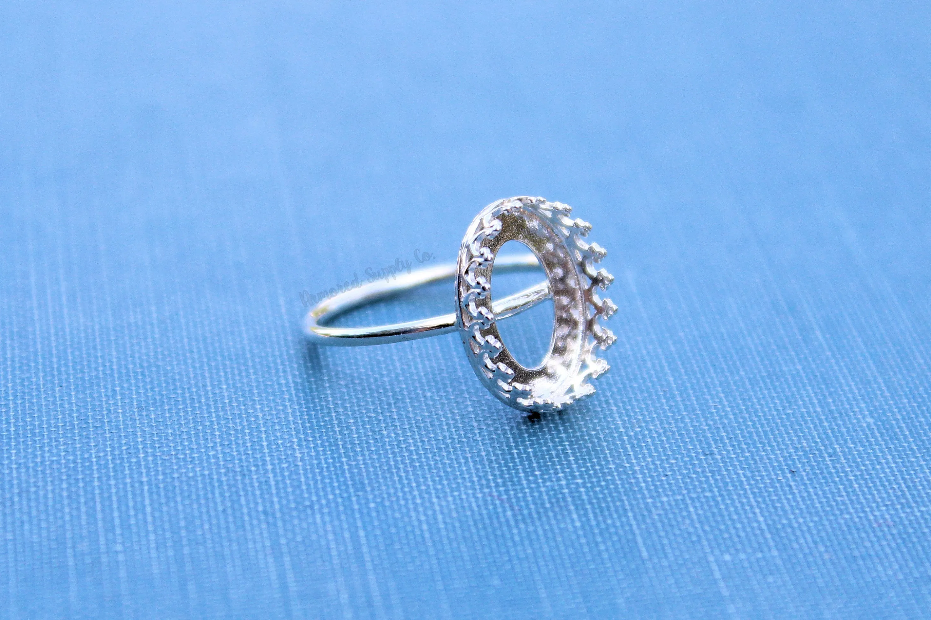 Oval 16x12mm Crown Bezel Cup Ring blank Silver