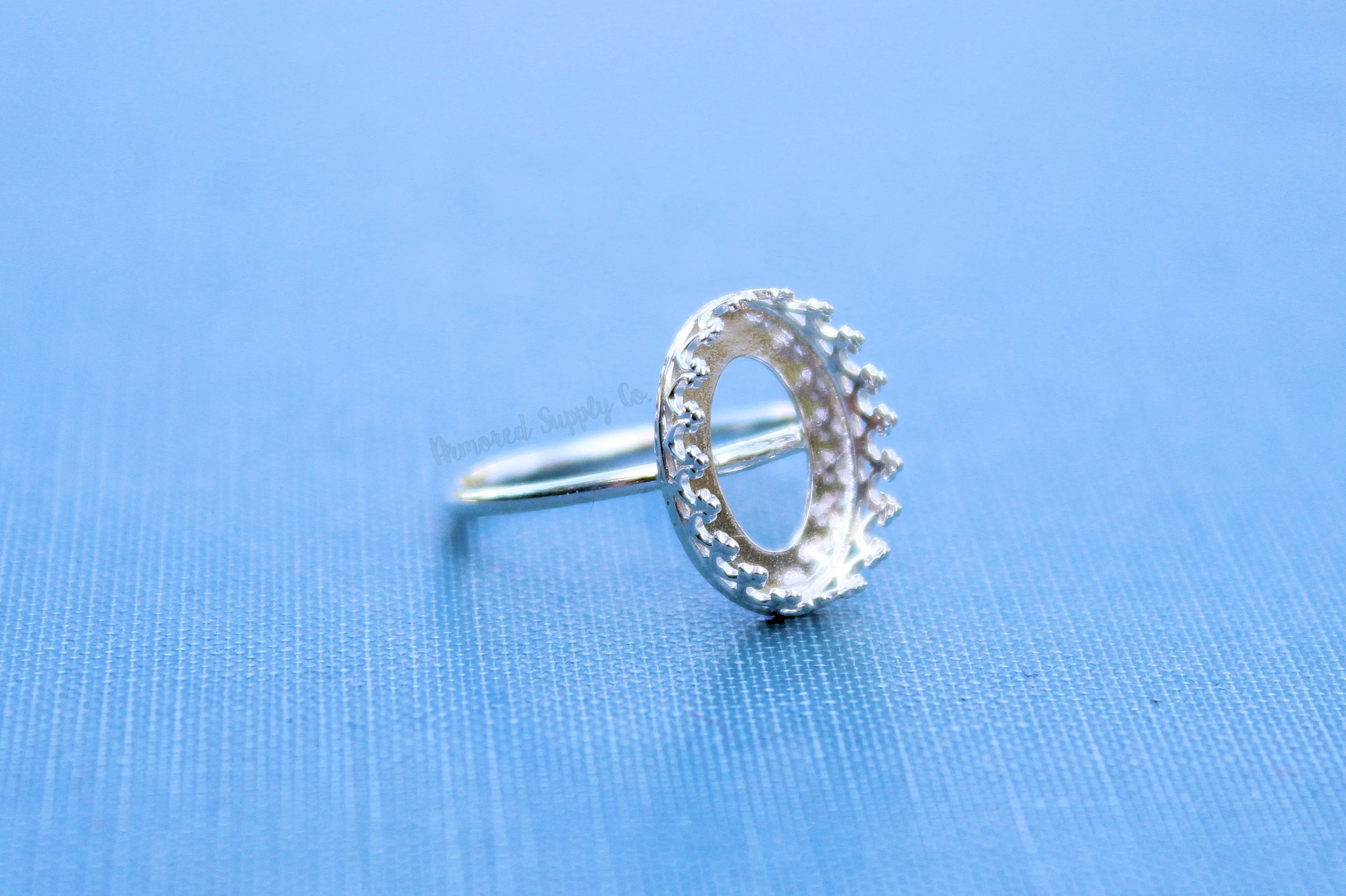 Oval 16x12mm Crown Bezel Cup Ring blank Silver