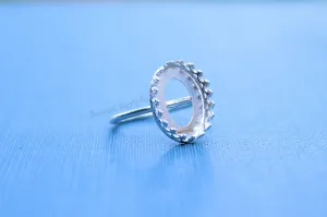 Oval 16x12mm Crown Bezel Cup Ring blank Silver