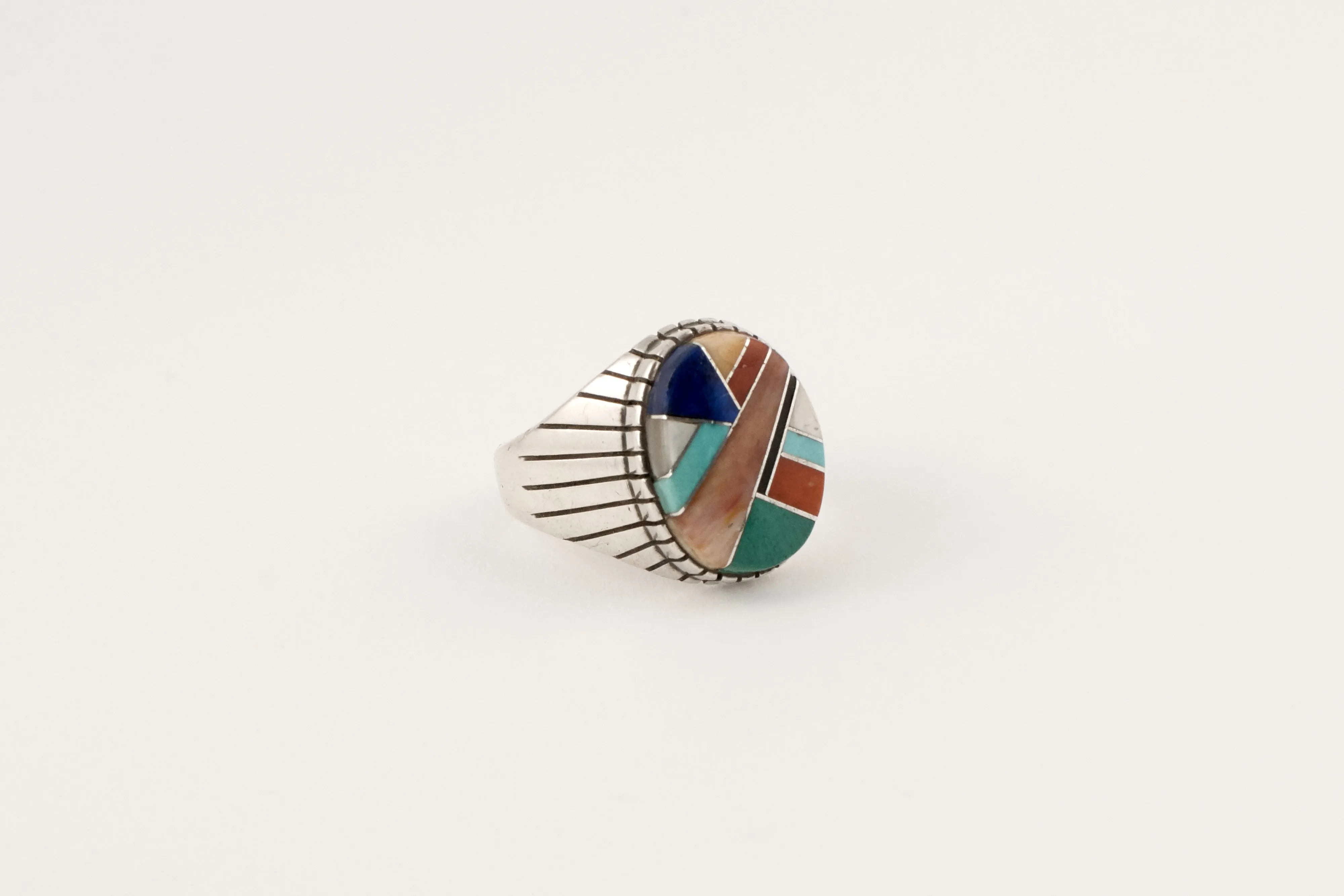 Oval Navajo Multi Stone Inlay Ring