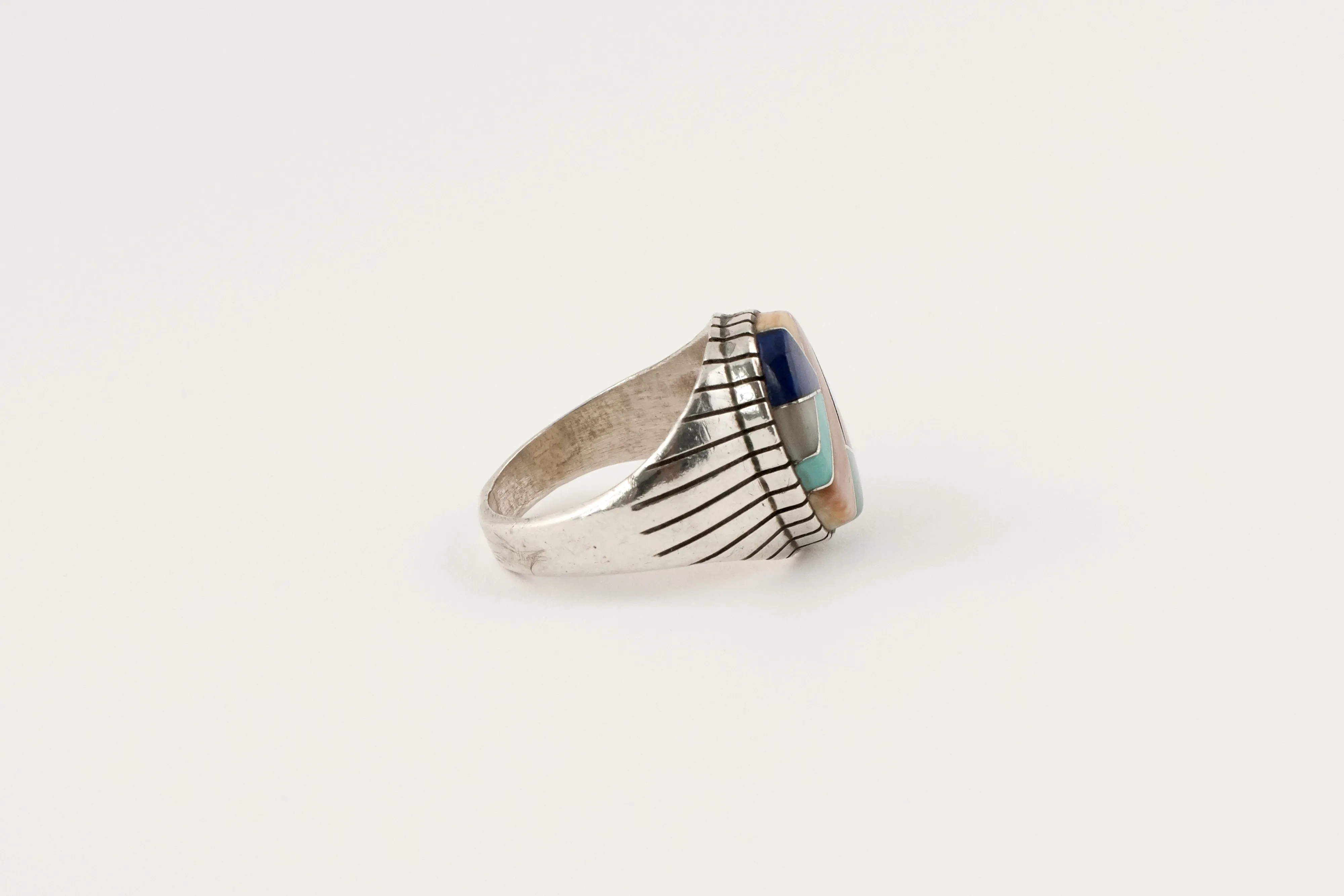 Oval Navajo Multi Stone Inlay Ring