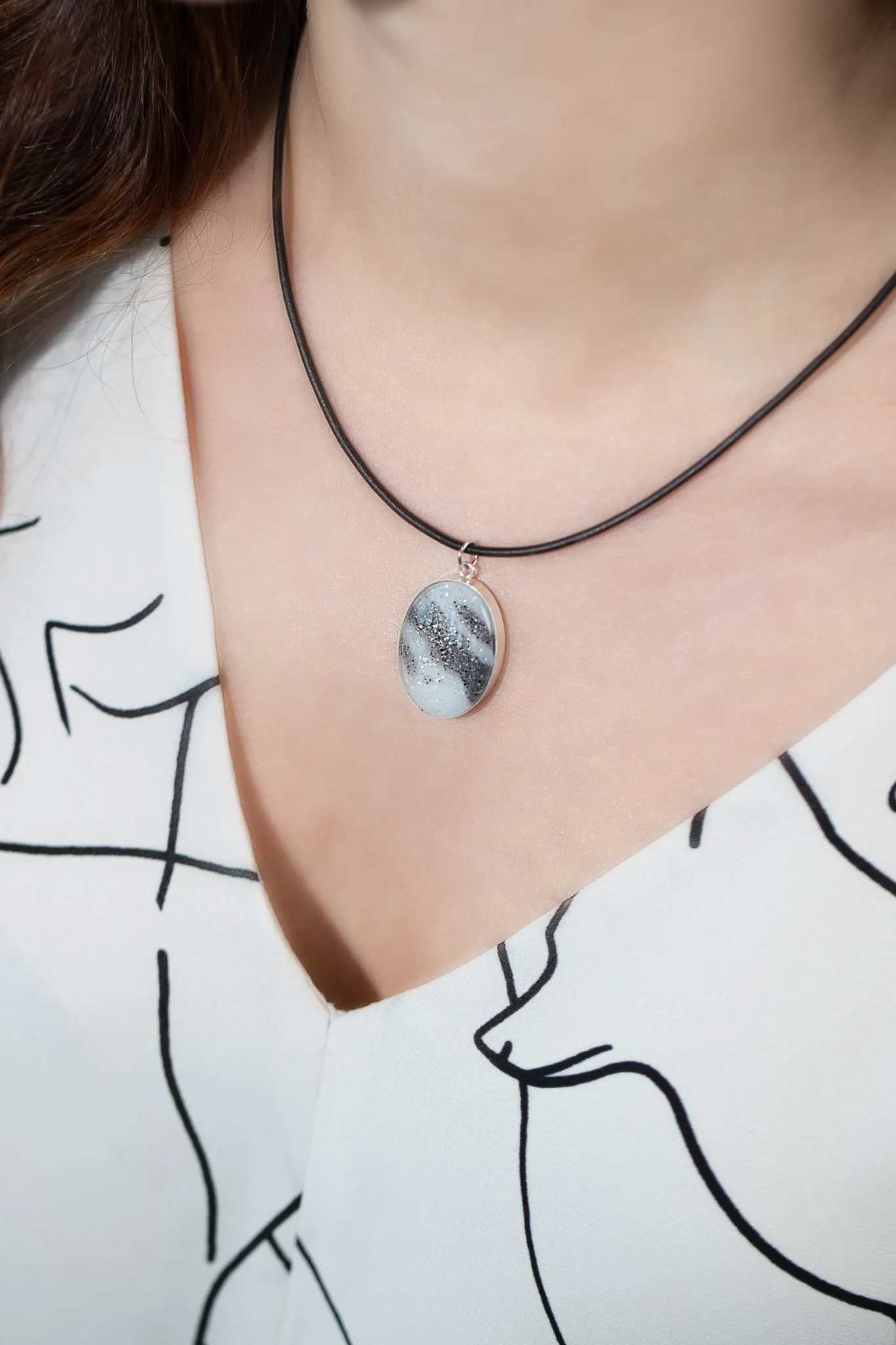 Oval Resin Pendant Memorial Necklace | Cremation Jewelry | Carrera