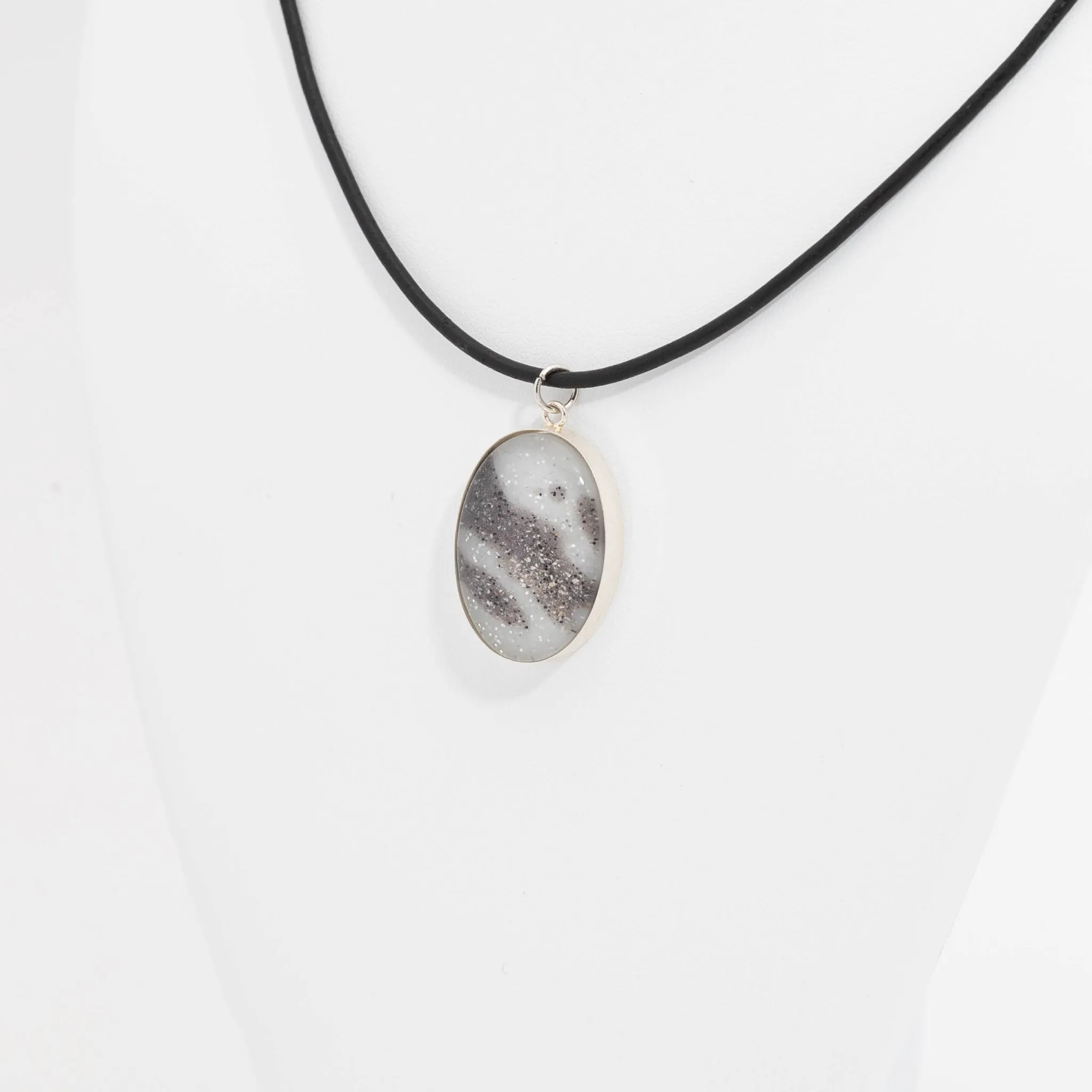 Oval Resin Pendant Memorial Necklace | Cremation Jewelry | Carrera
