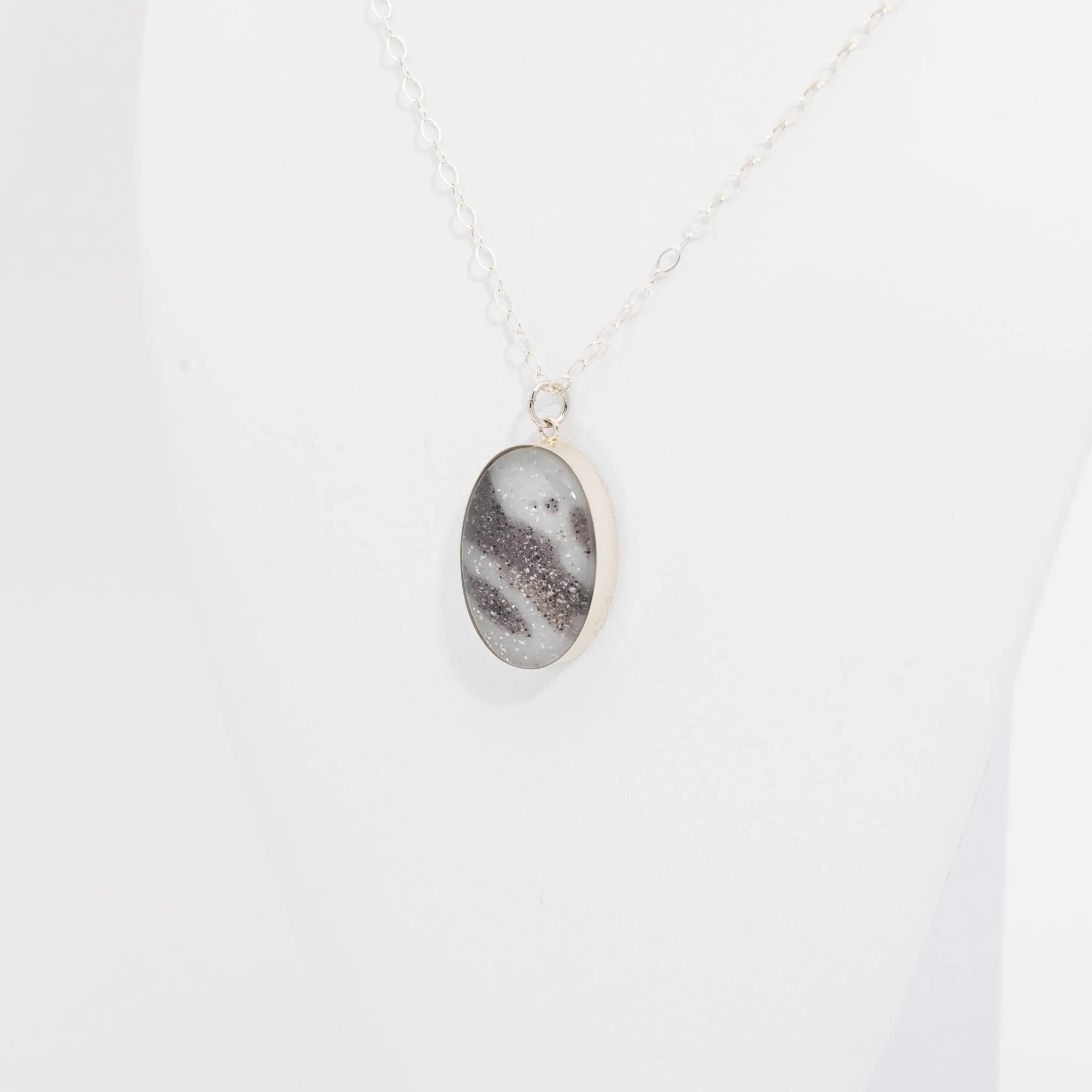 Oval Resin Pendant Memorial Necklace | Cremation Jewelry | Carrera