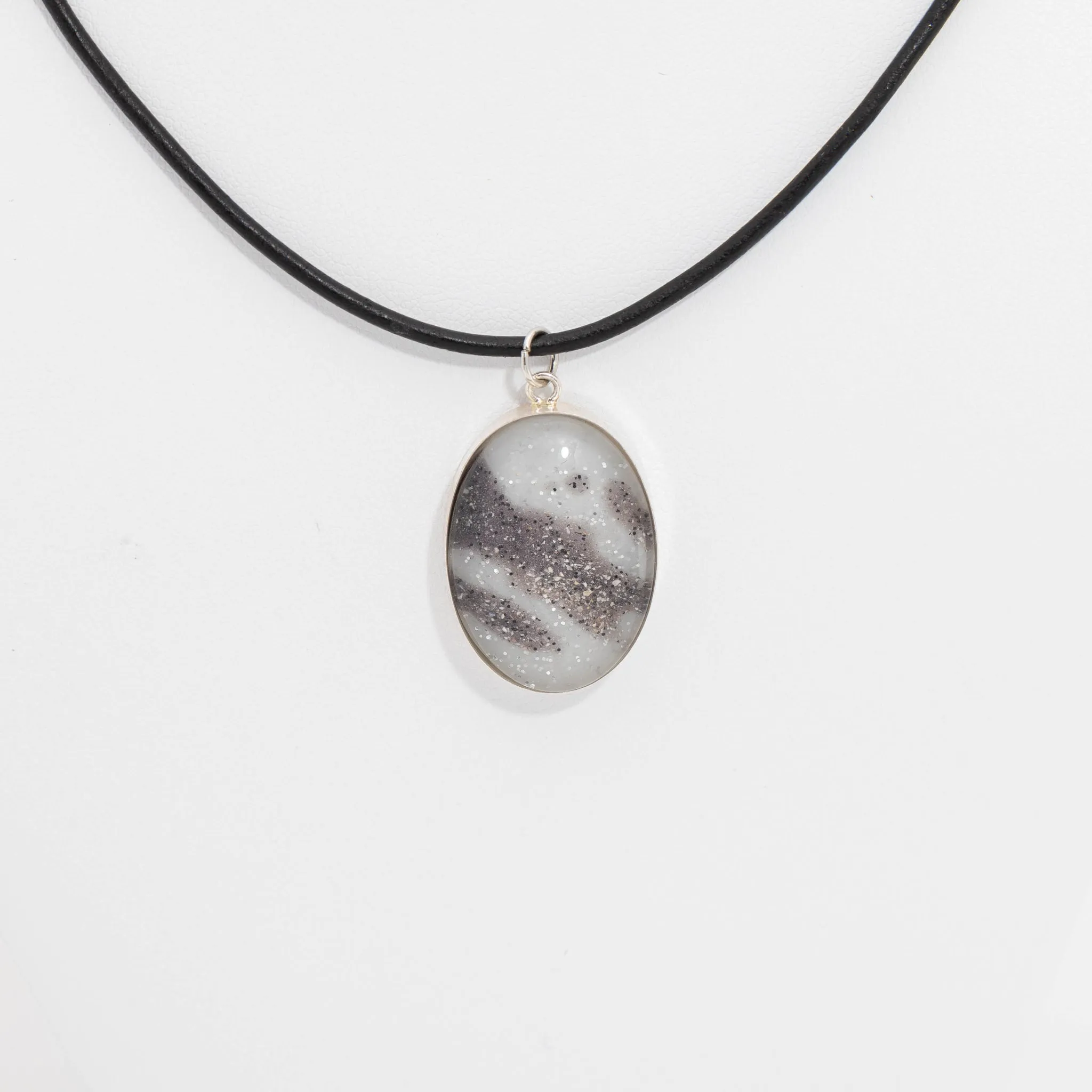 Oval Resin Pendant Memorial Necklace | Cremation Jewelry | Carrera