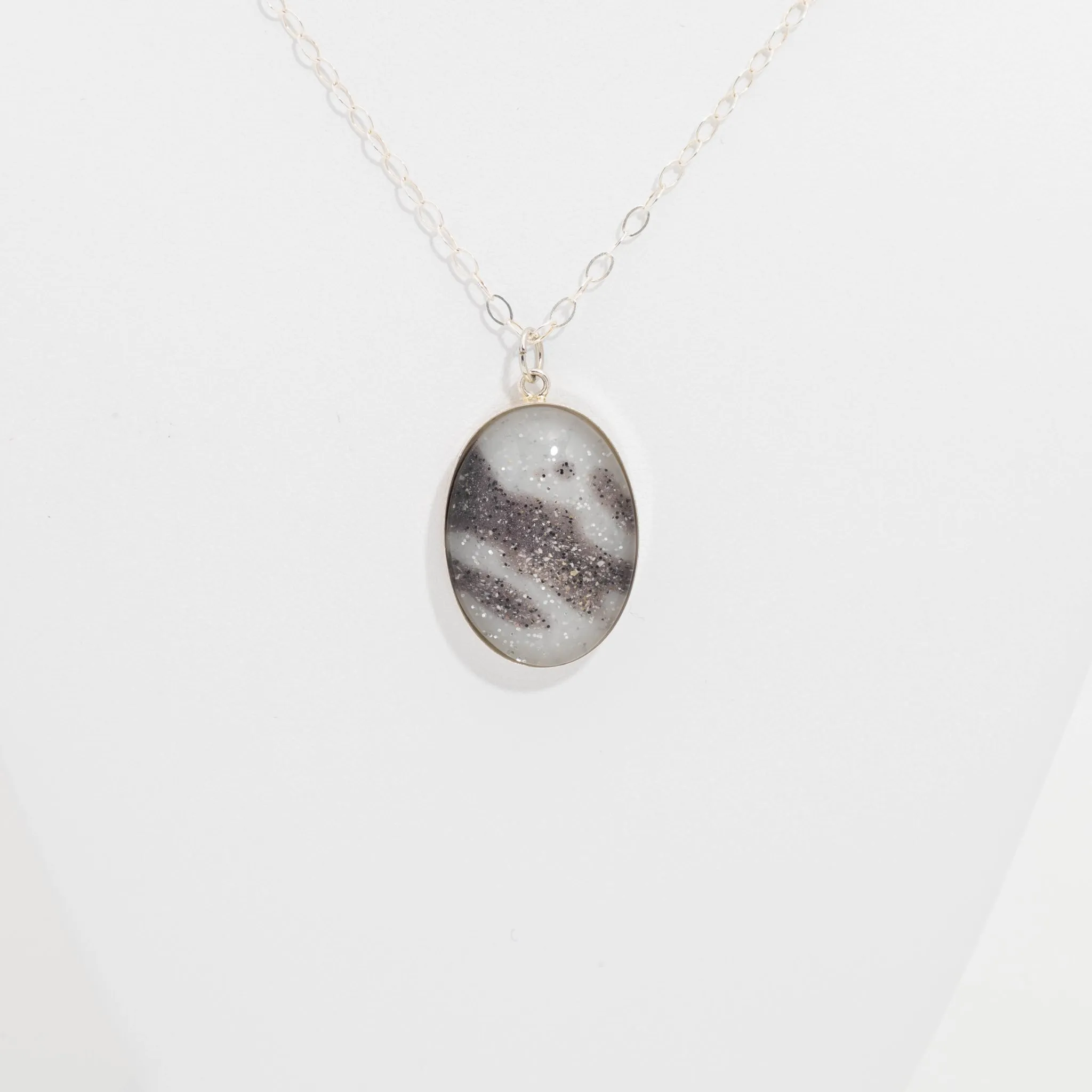 Oval Resin Pendant Memorial Necklace | Cremation Jewelry | Carrera