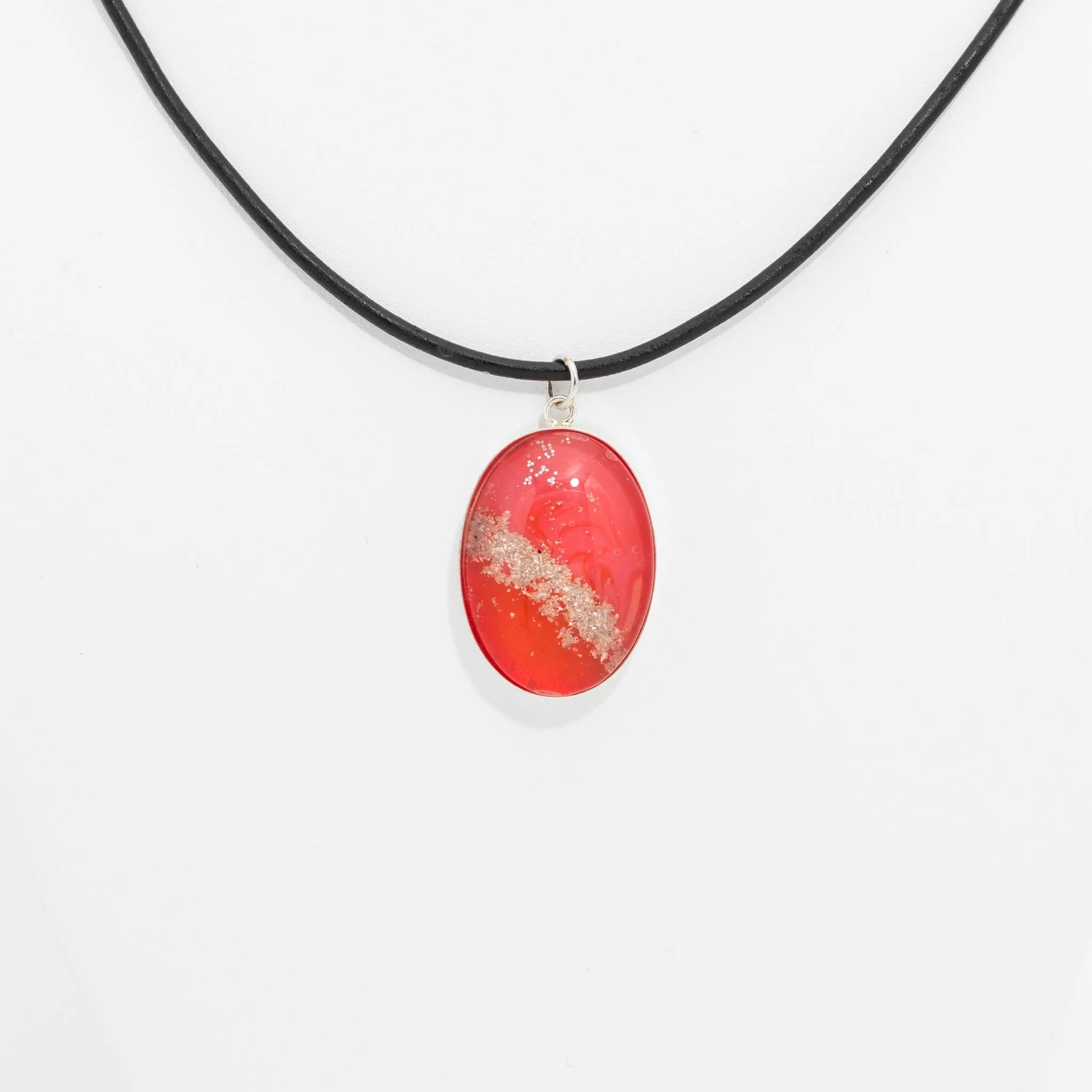 Oval Resin Pendant Memorial Necklace | Cremation Jewelry | Sunset