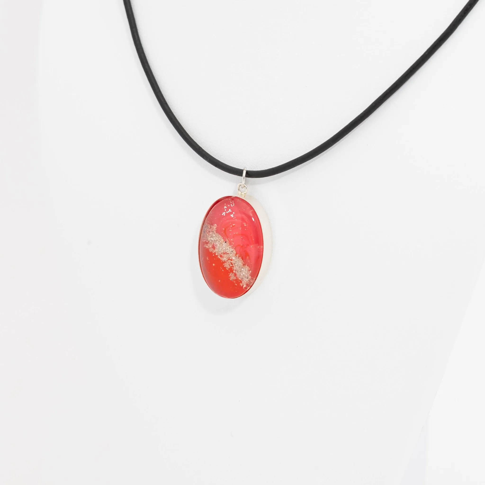 Oval Resin Pendant Memorial Necklace | Cremation Jewelry | Sunset
