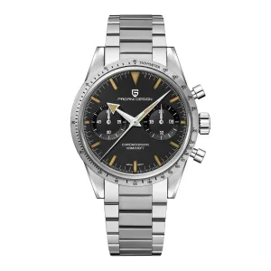 Pagani Design Silver Stainless Steel Black Dial Chronograph Quartz Watch for Gents - PD1766