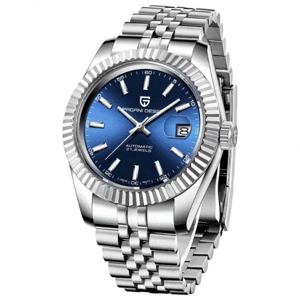 Pagani Design Silver Stainless Steel Blue Dial Automatic Watch for Gents - PD1645