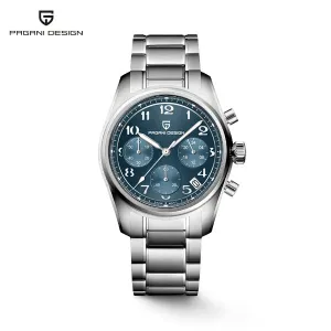 Pagani Design Silver Stainless Steel Blue Dial Chronograph Quartz Watch for Gents - Pagani PD-1773