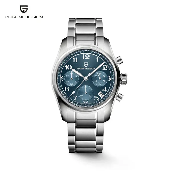Pagani Design Silver Stainless Steel Blue Dial Chronograph Quartz Watch for Gents - Pagani PD-1773