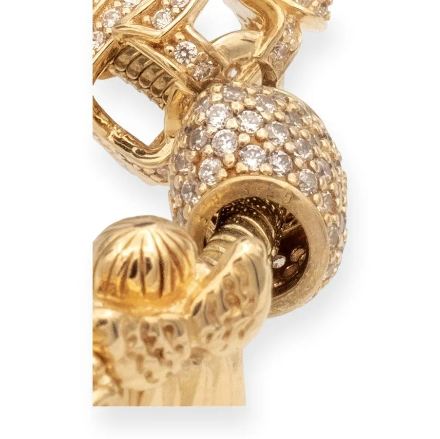 Pandora 14K Yellow Solid Gold Moments 19 Charms Snake Chain Bracelet 7" Long