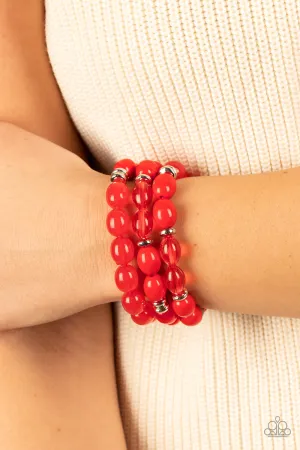 Paparazzi Coastal Coastin - Red Stretch Bracelets
