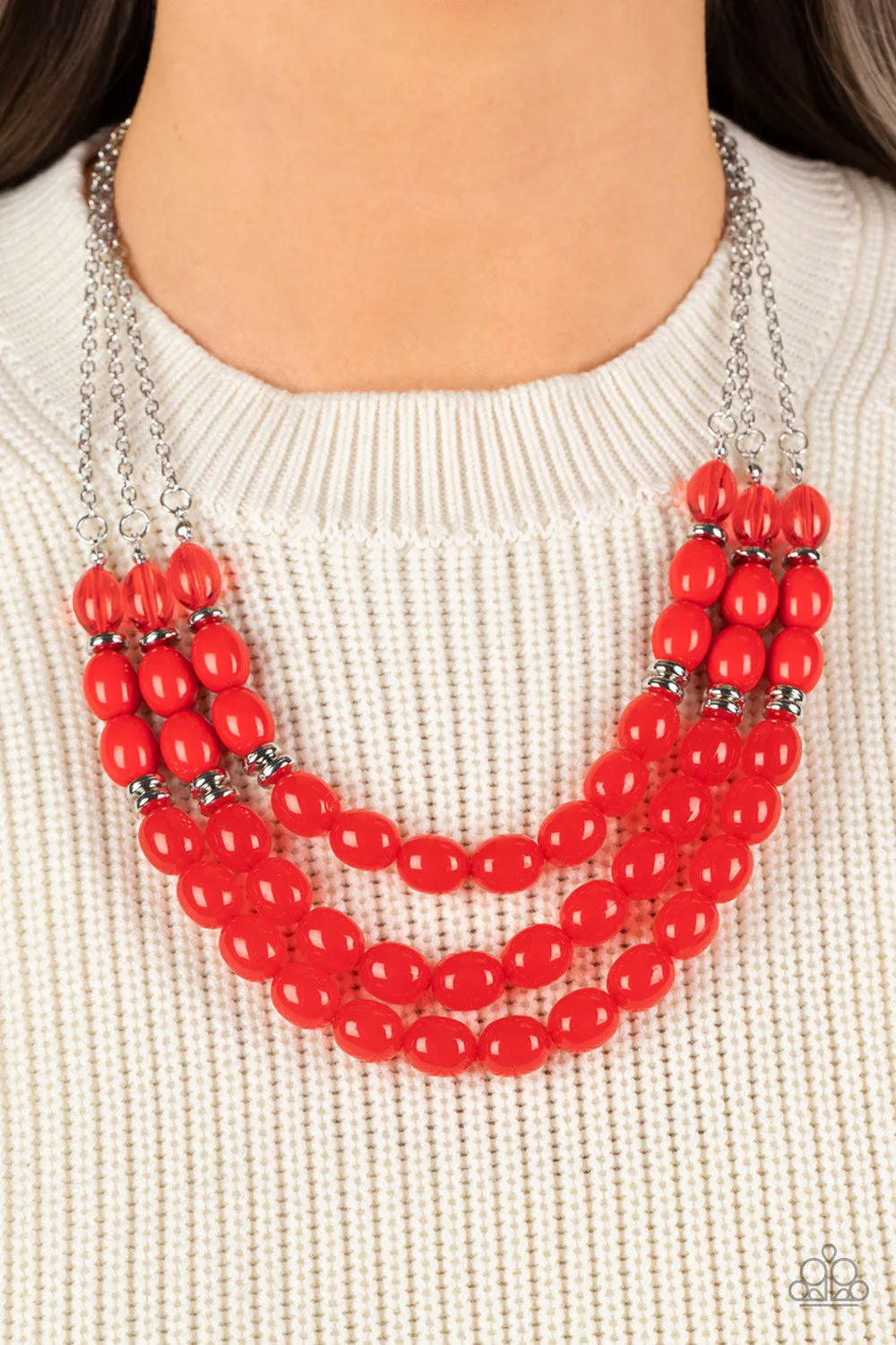 Paparazzi Coastal Coastin - Red Stretch Bracelets