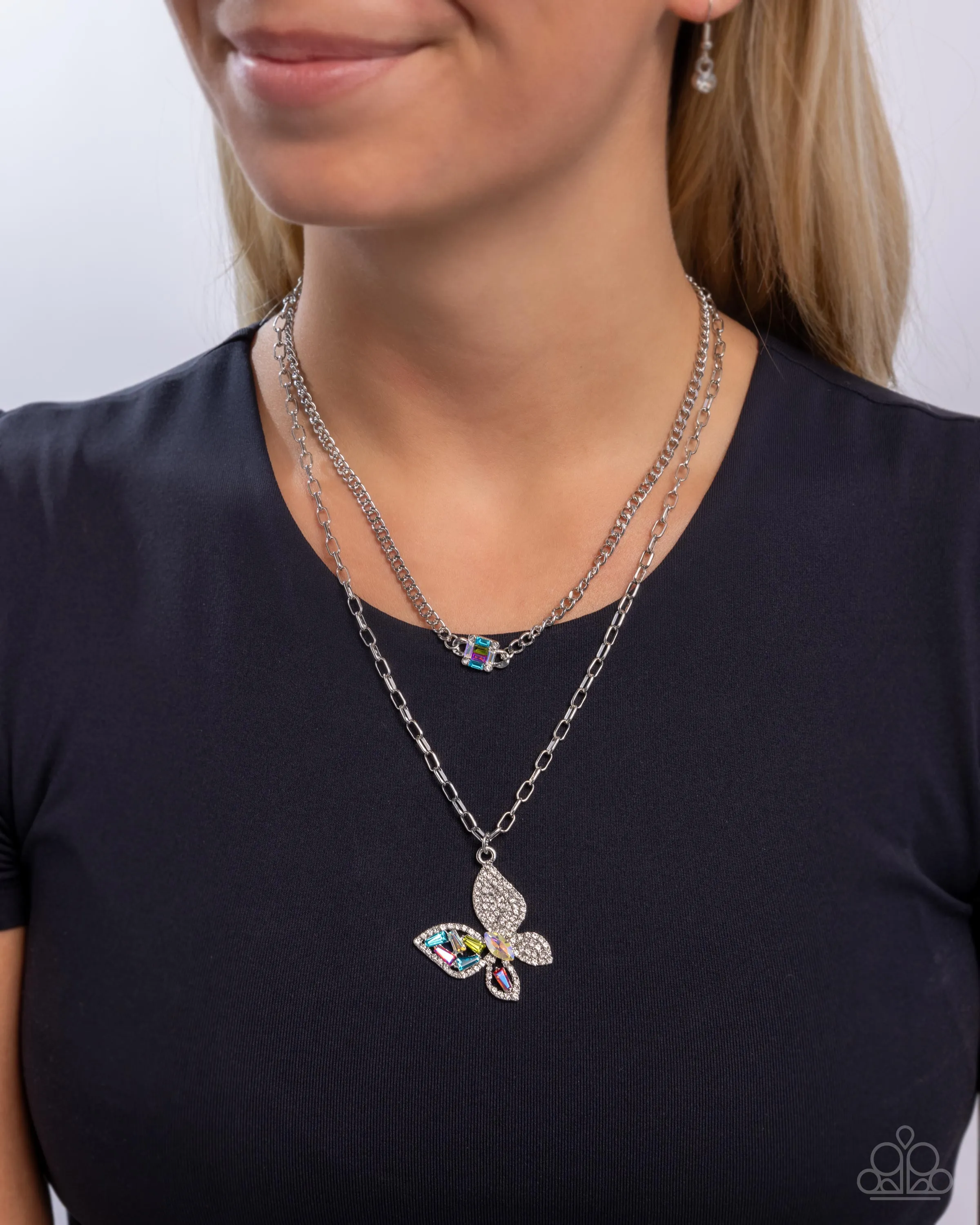 Paparazzi Hovering Headline - Multi Butterfly Necklace