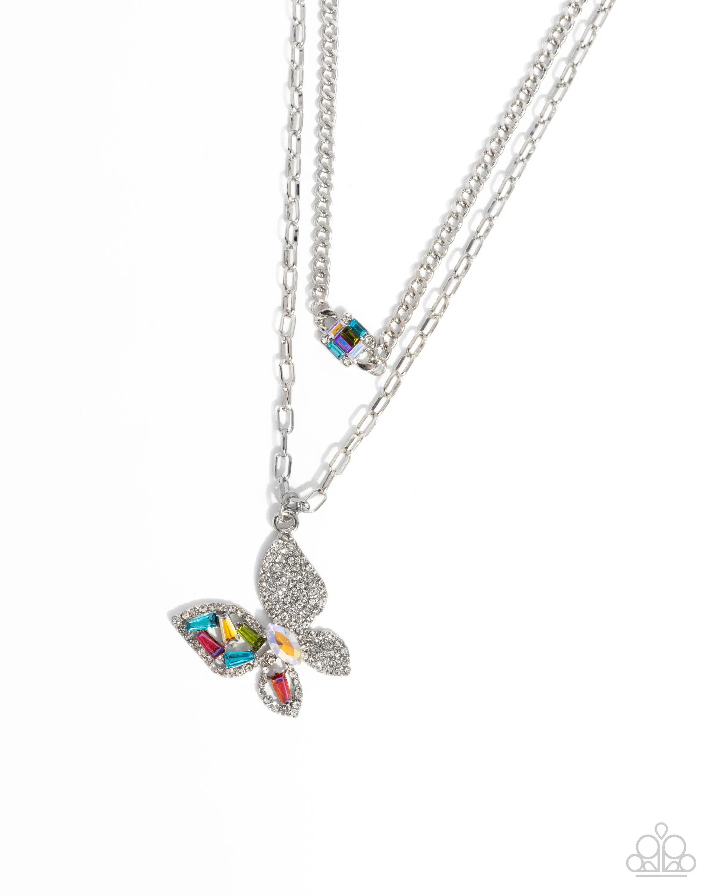 Paparazzi Hovering Headline - Multi Butterfly Necklace