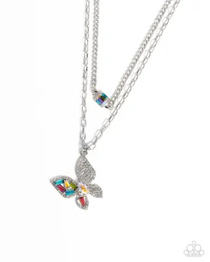 Paparazzi Hovering Headline - Multi Butterfly Necklace