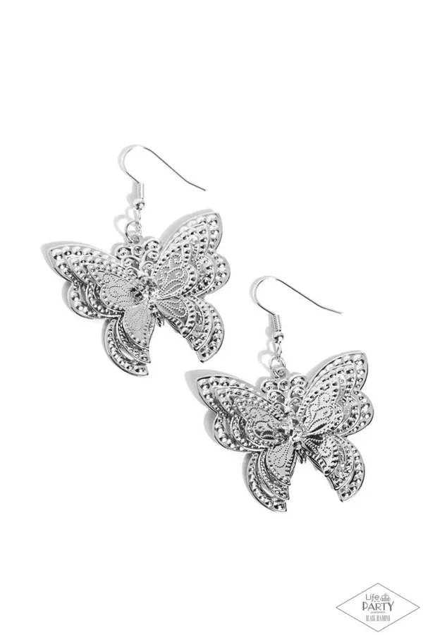 Paparazzi Layered Launch - White Butterfly Earrings