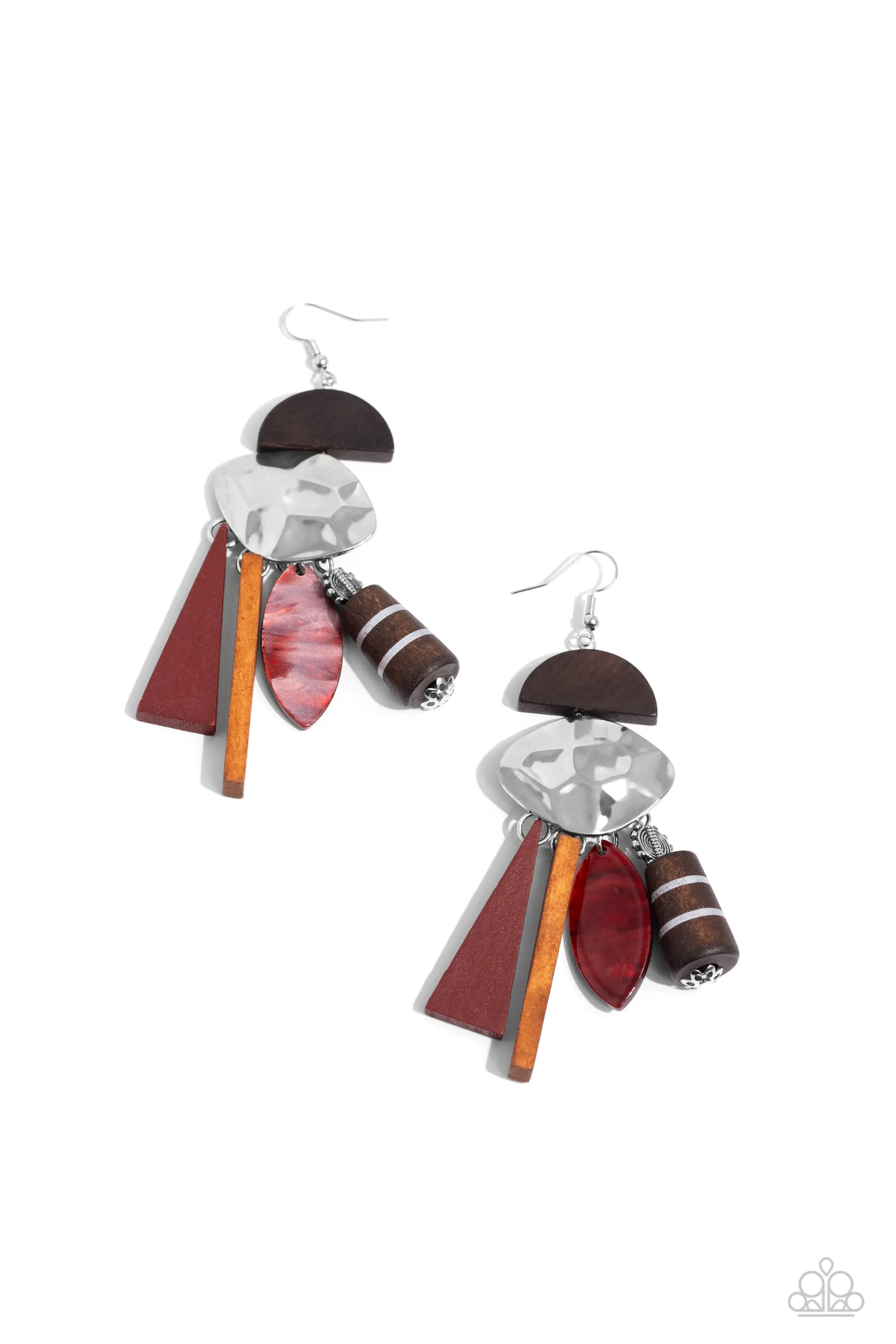 PAPARAZZI Textured Talisman - Red EARRINGS