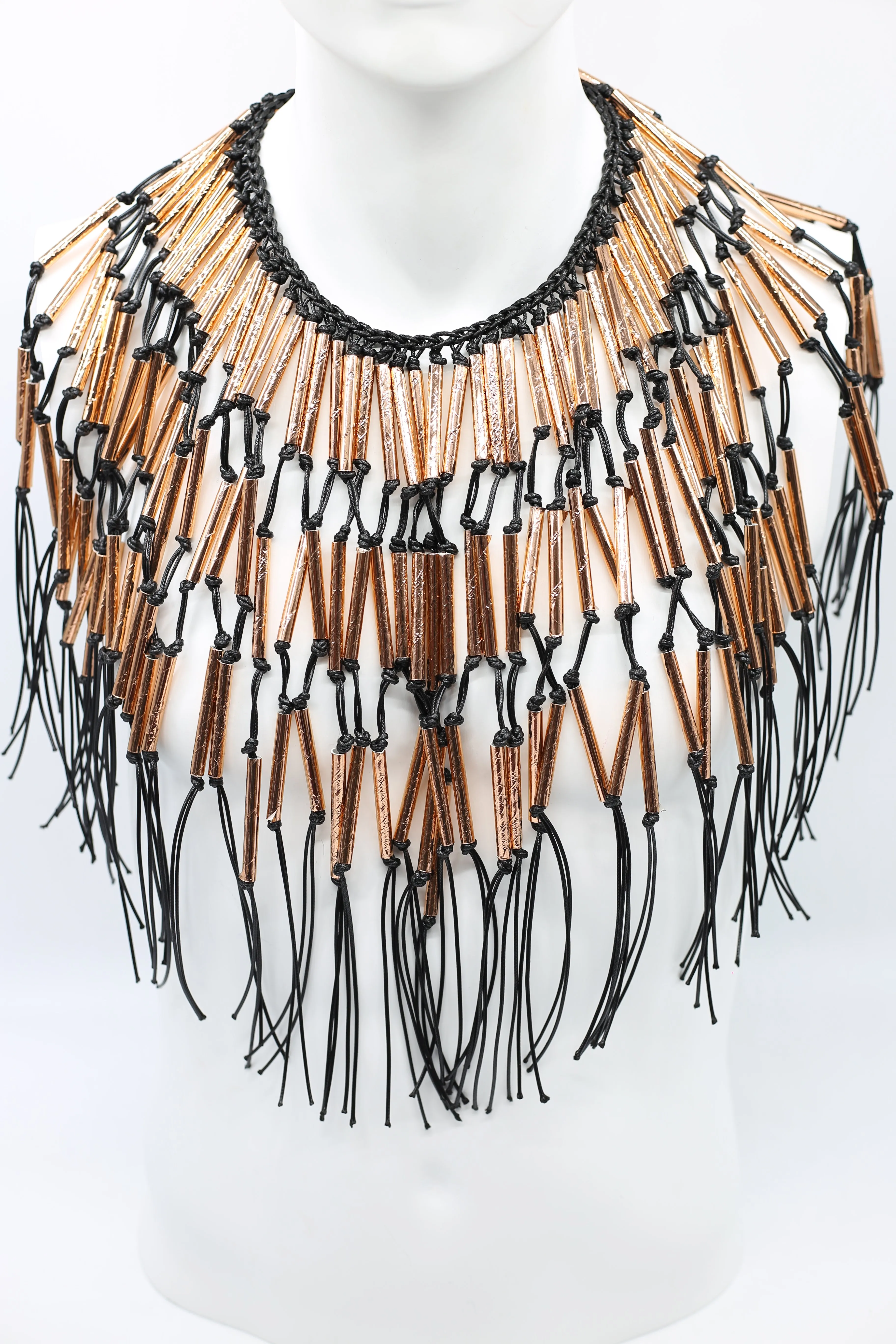 Paper Straw Tribal Fringe Short Necklaces -3 row