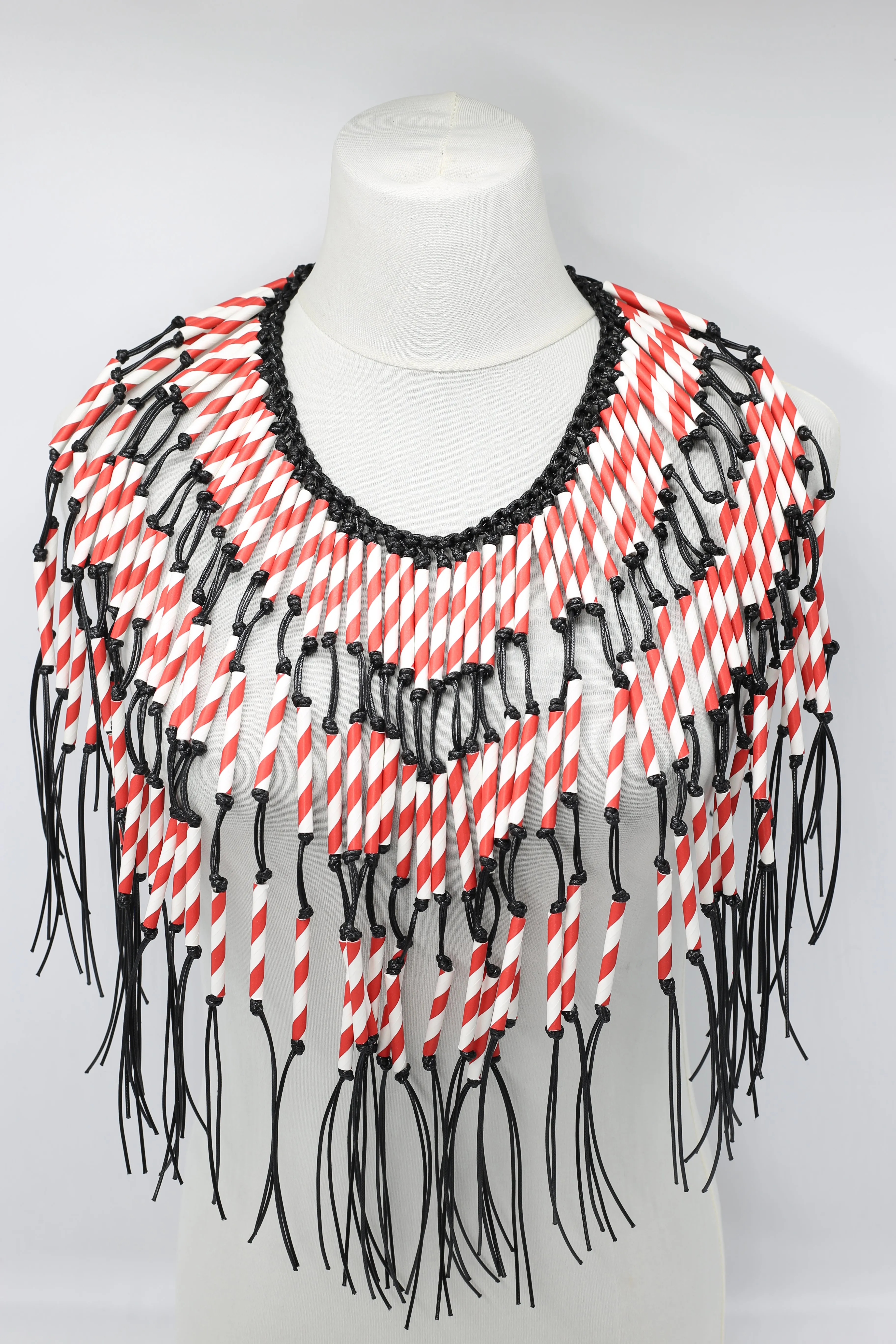 Paper Straw Tribal Fringe Short Necklaces -3 row