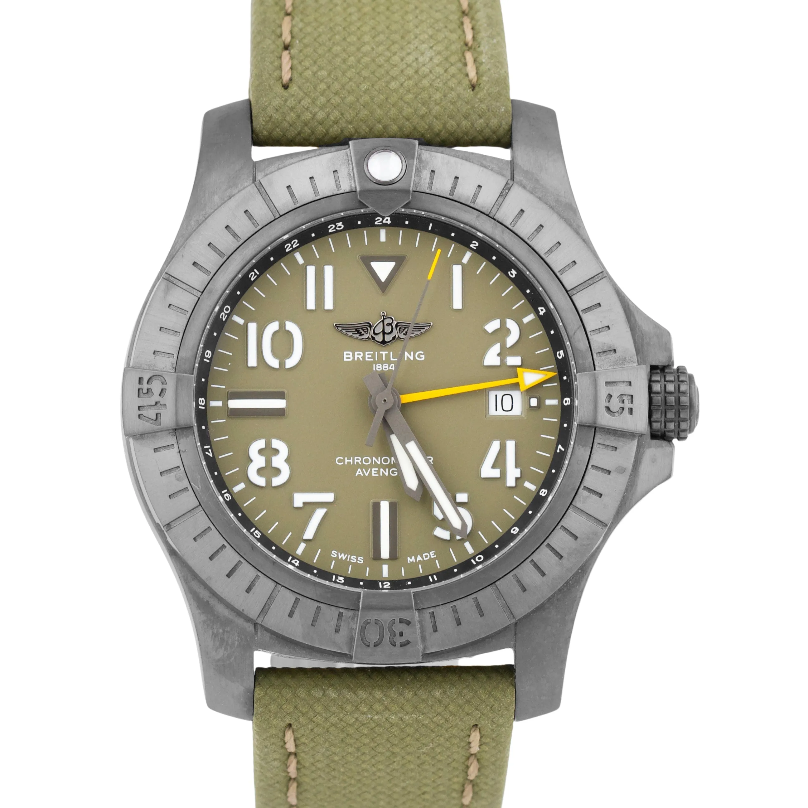 PAPERS Breitling Avenger GMT Night Mission 45 TITANIUM 45mm GREEN V32395 B P