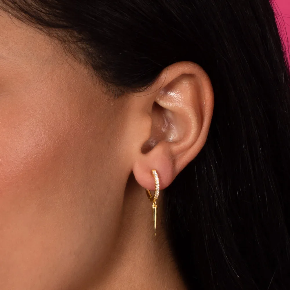 Pavé Dangling Spike Huggie Earring