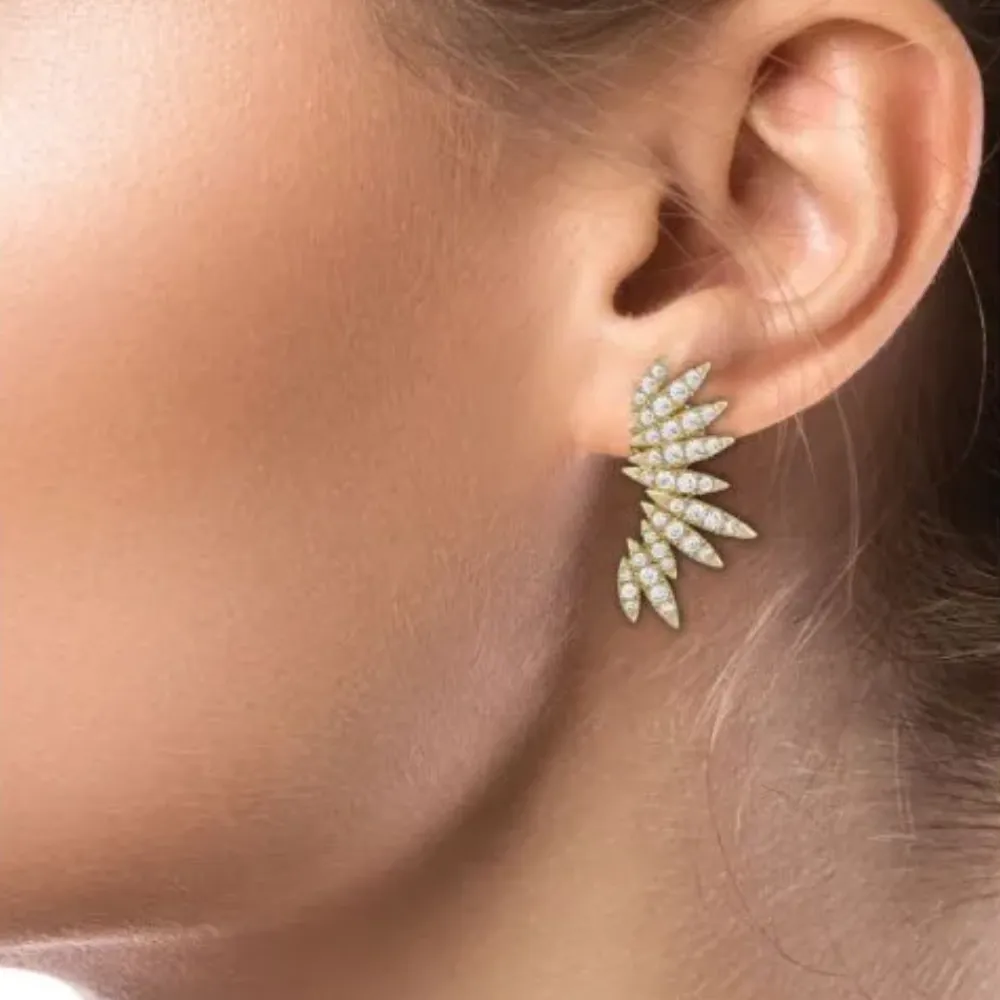 Pave CZ Spike Earrings