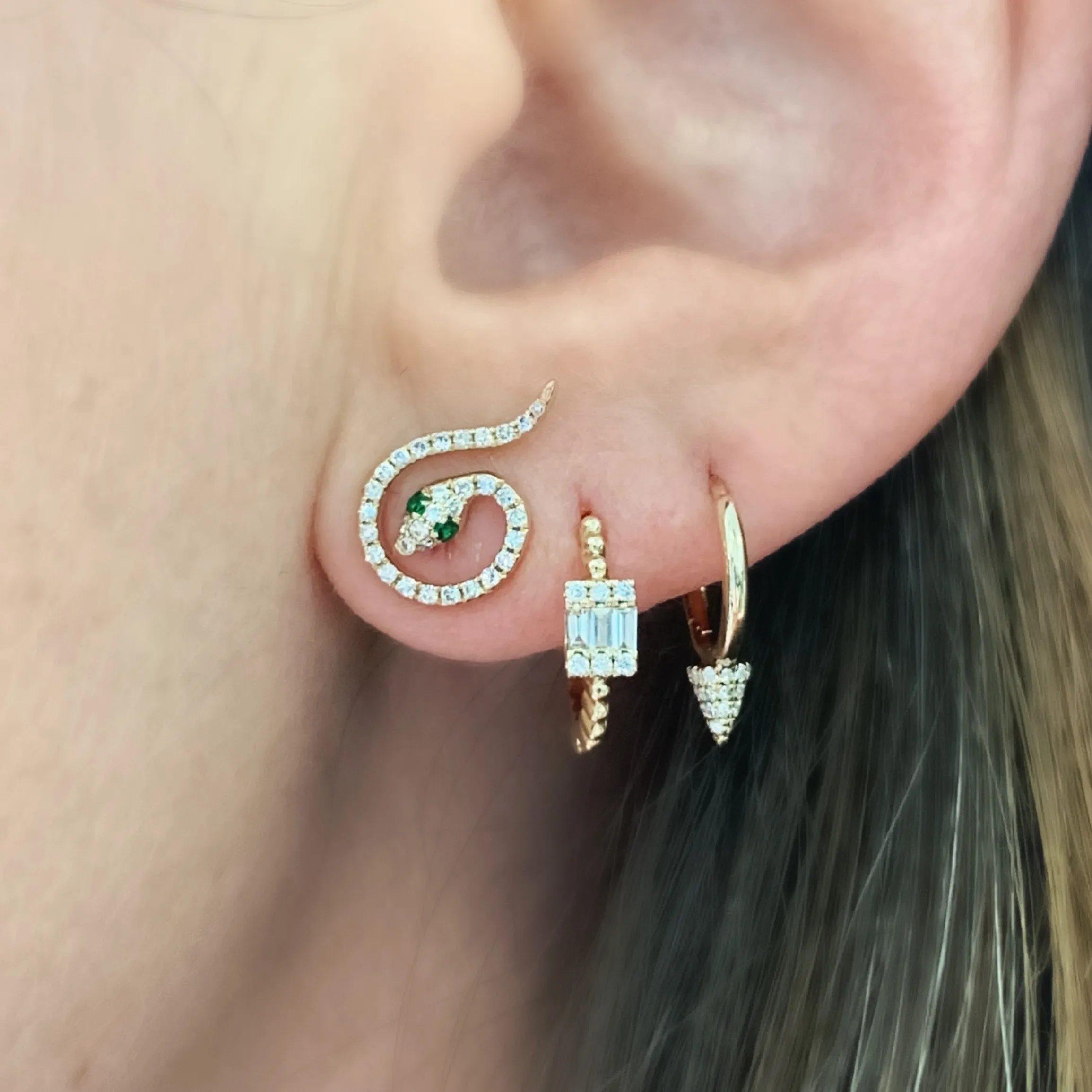 Pave Diamond Mini Spike Huggie Earrings