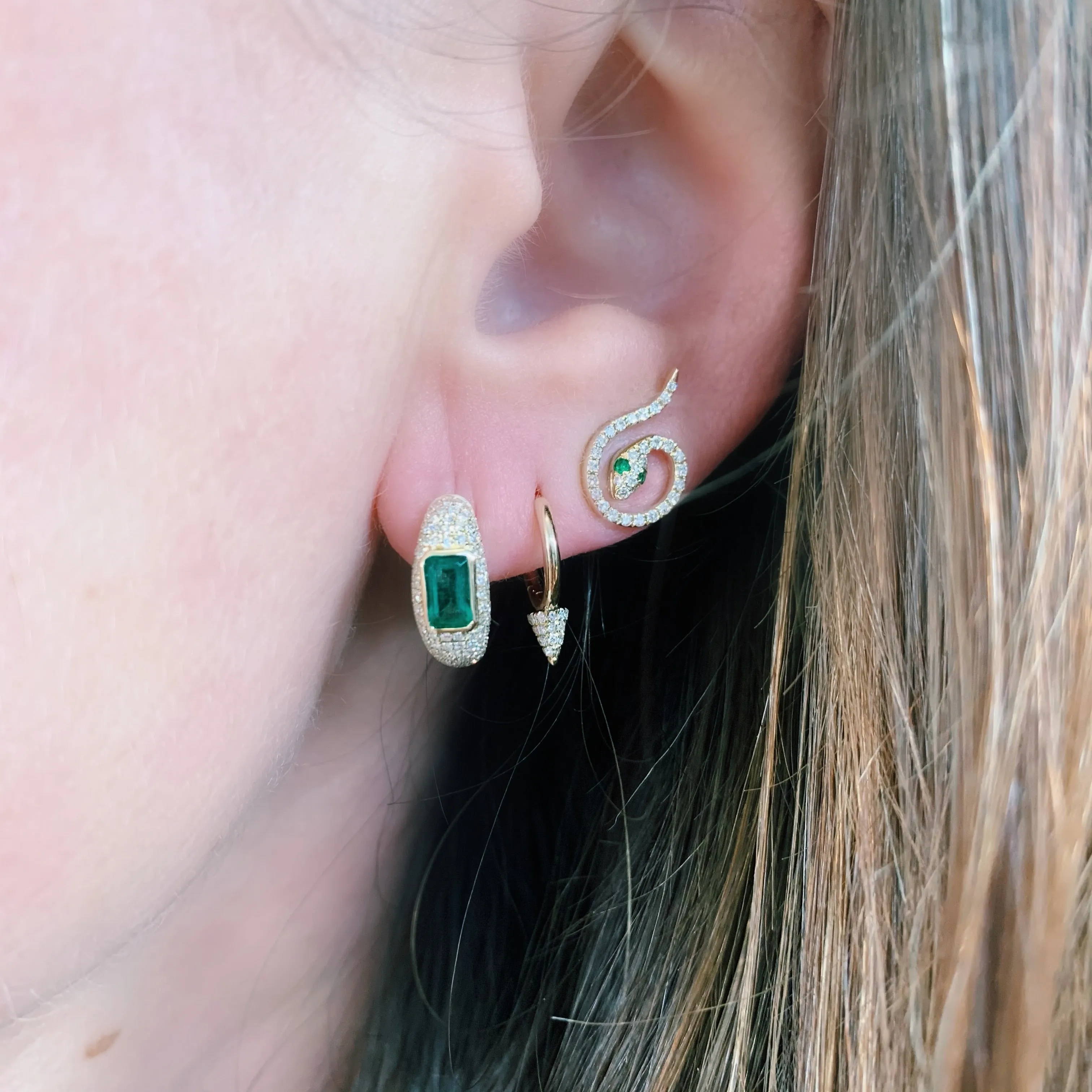 Pave Diamond Mini Spike Huggie Earrings