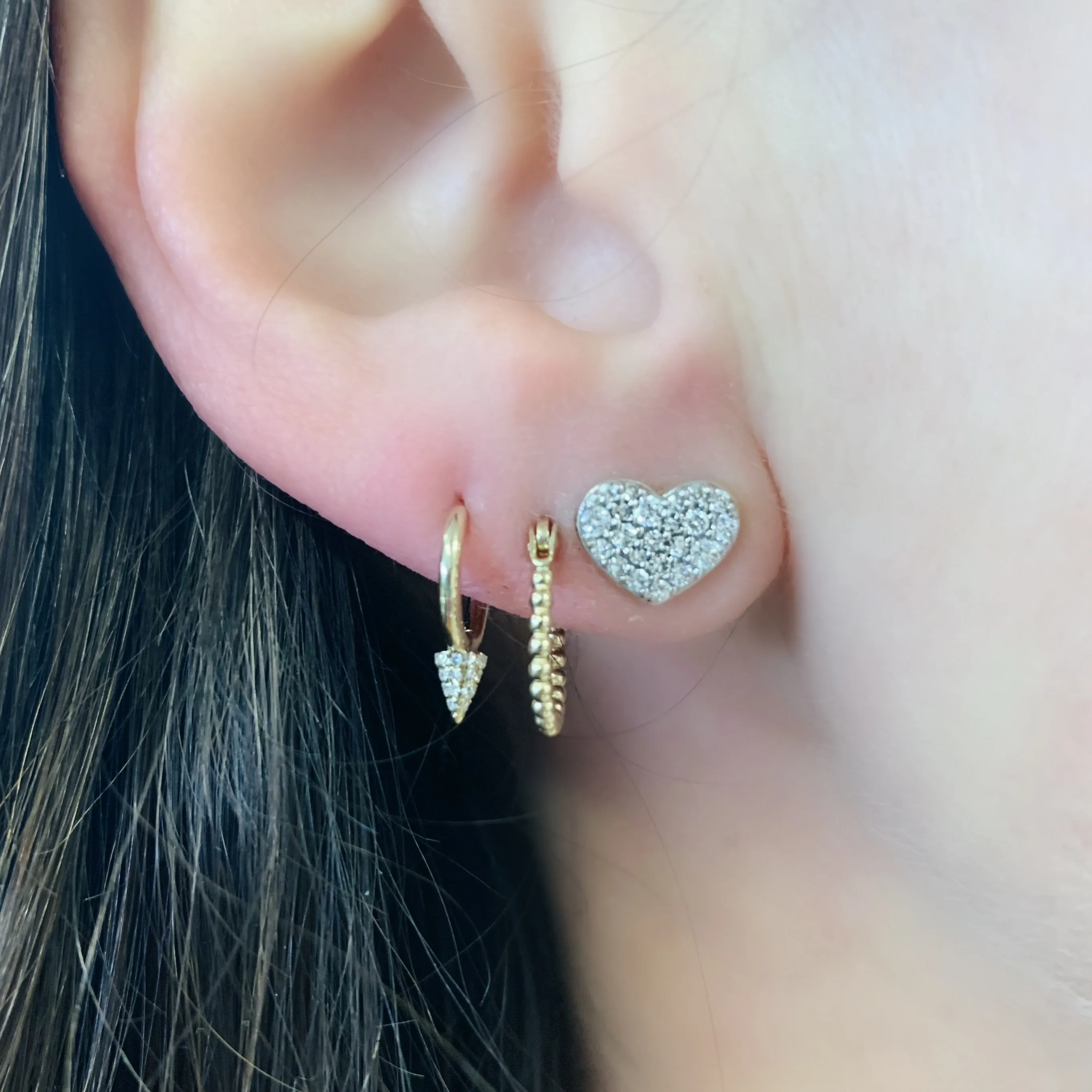Pave Diamond Mini Spike Huggie Earrings