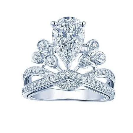 Pear-cut Diamond Crown Ring
