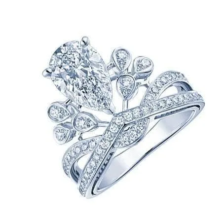 Pear-cut Diamond Crown Ring