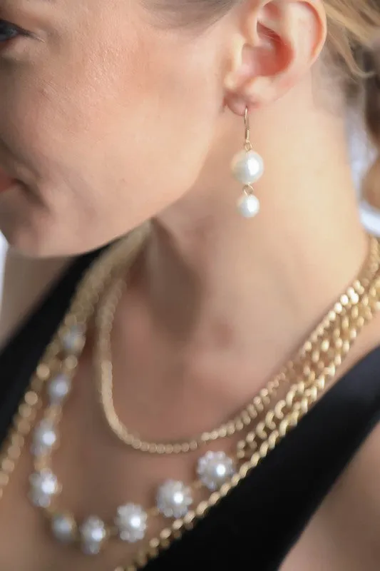 Pearl and Rhinestone Vintage Necklace and Earring Jewelry Set