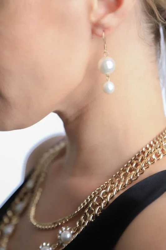 Pearl and Rhinestone Vintage Necklace and Earring Jewelry Set