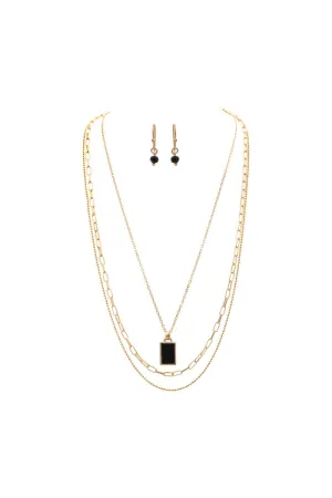 Pendant Layered Necklace with earrings set