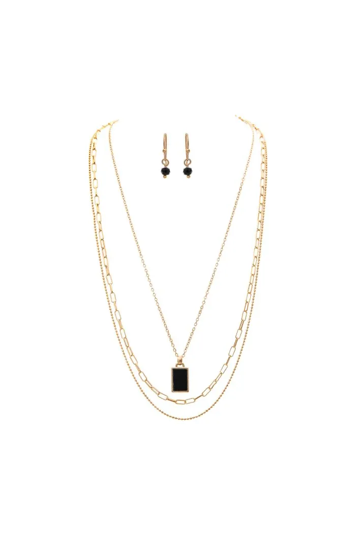 Pendant Layered Necklace with earrings set