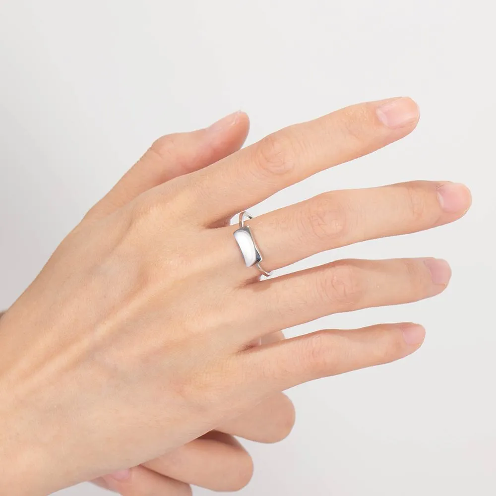 Personalized 925 Sterling Silver Engraved Bar Rings for Women Simple Style Custom Name Silver Ring Gift for Girls
