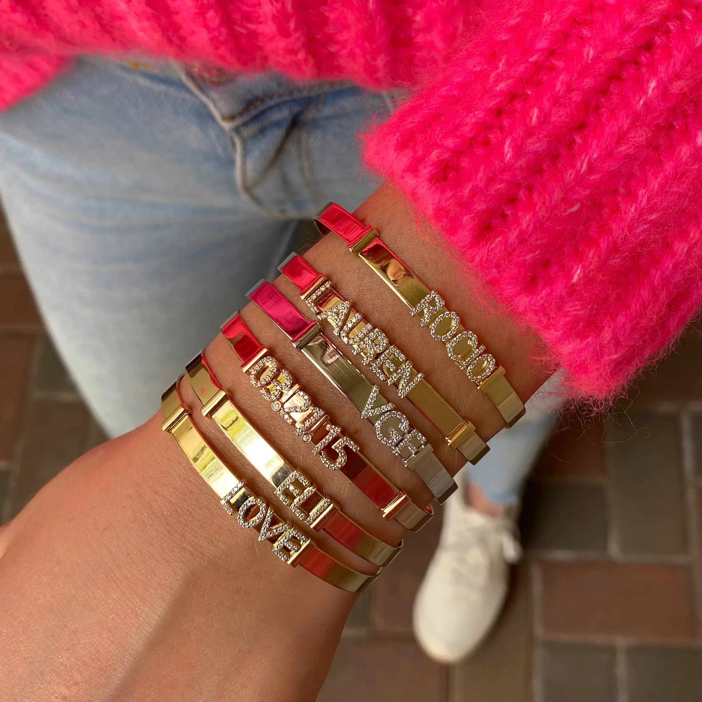 Personalized Multi Charms Clip On Bangle