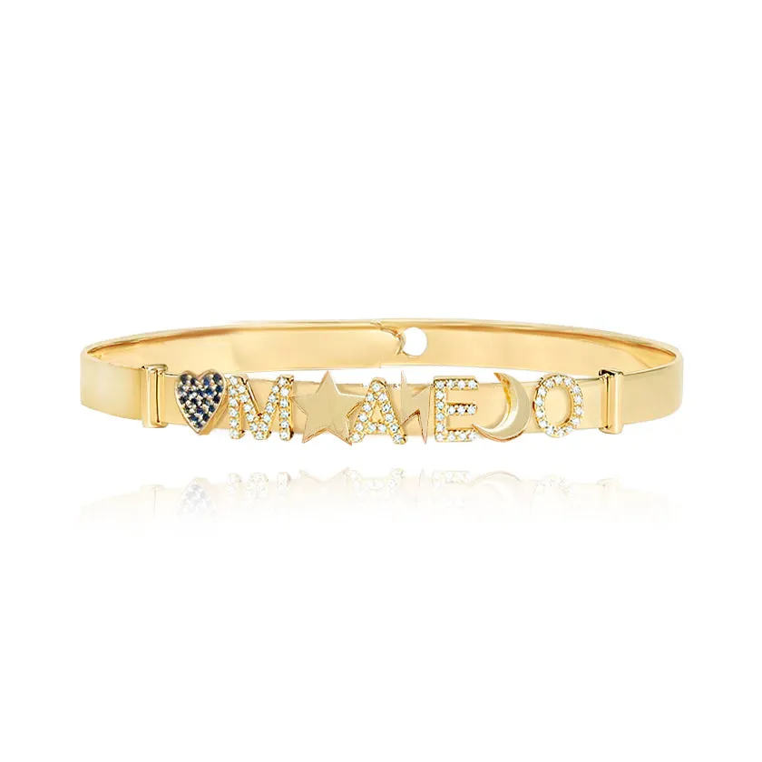 Personalized Multi Charms Clip On Bangle