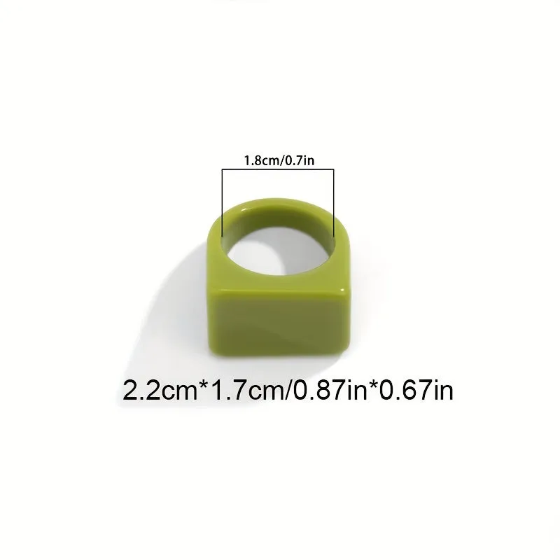 Personalized Photo Ring Acrylic Band Geometric Square for Wedding or Anniversary