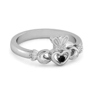 Petite Claddagh 0.10 Ctw Black Spinel 925 Sterling Silver Crown Ring