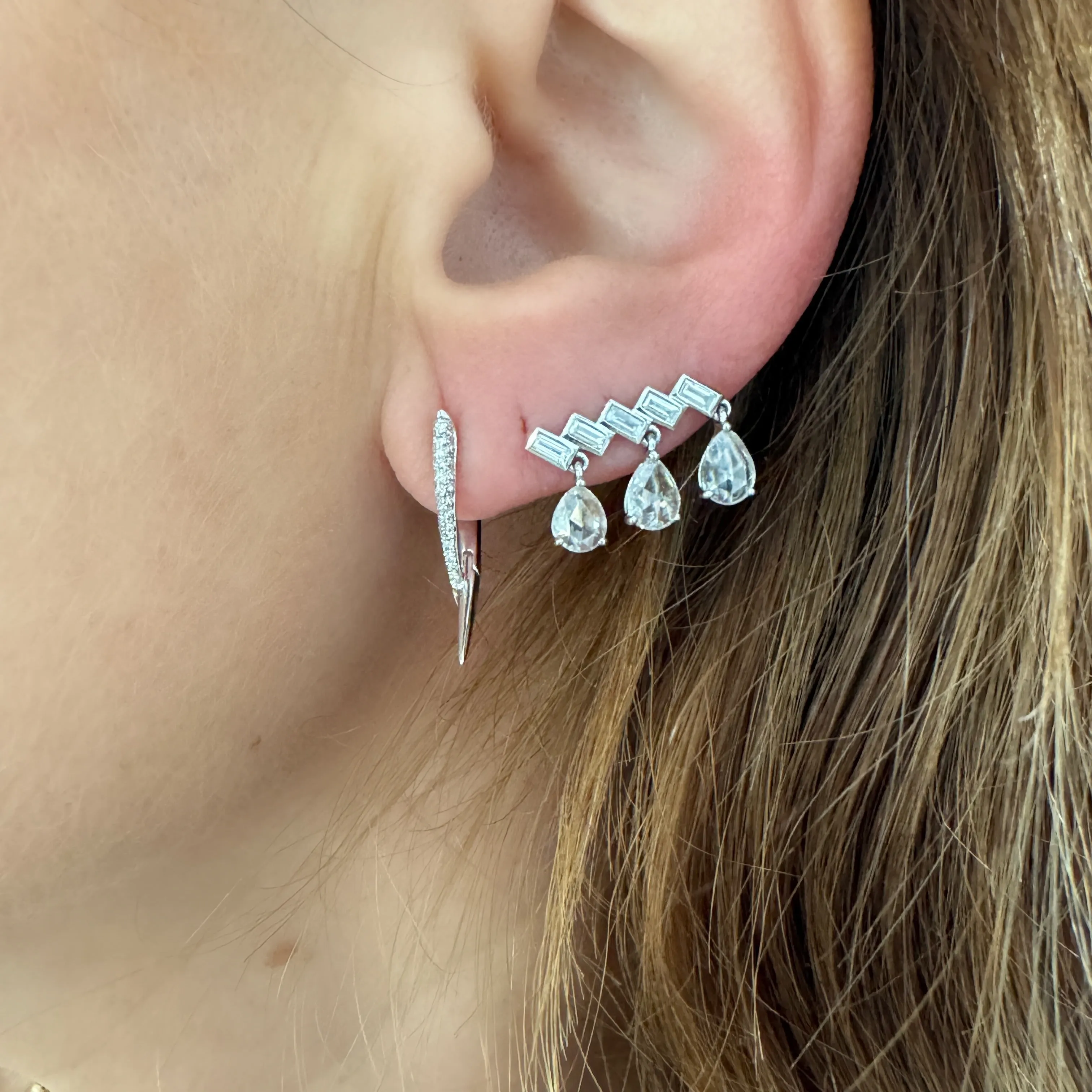 Piercing Criss Cross Diamond Spike Earrings