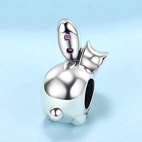 Pink Crystal Rabbit Bead Charm