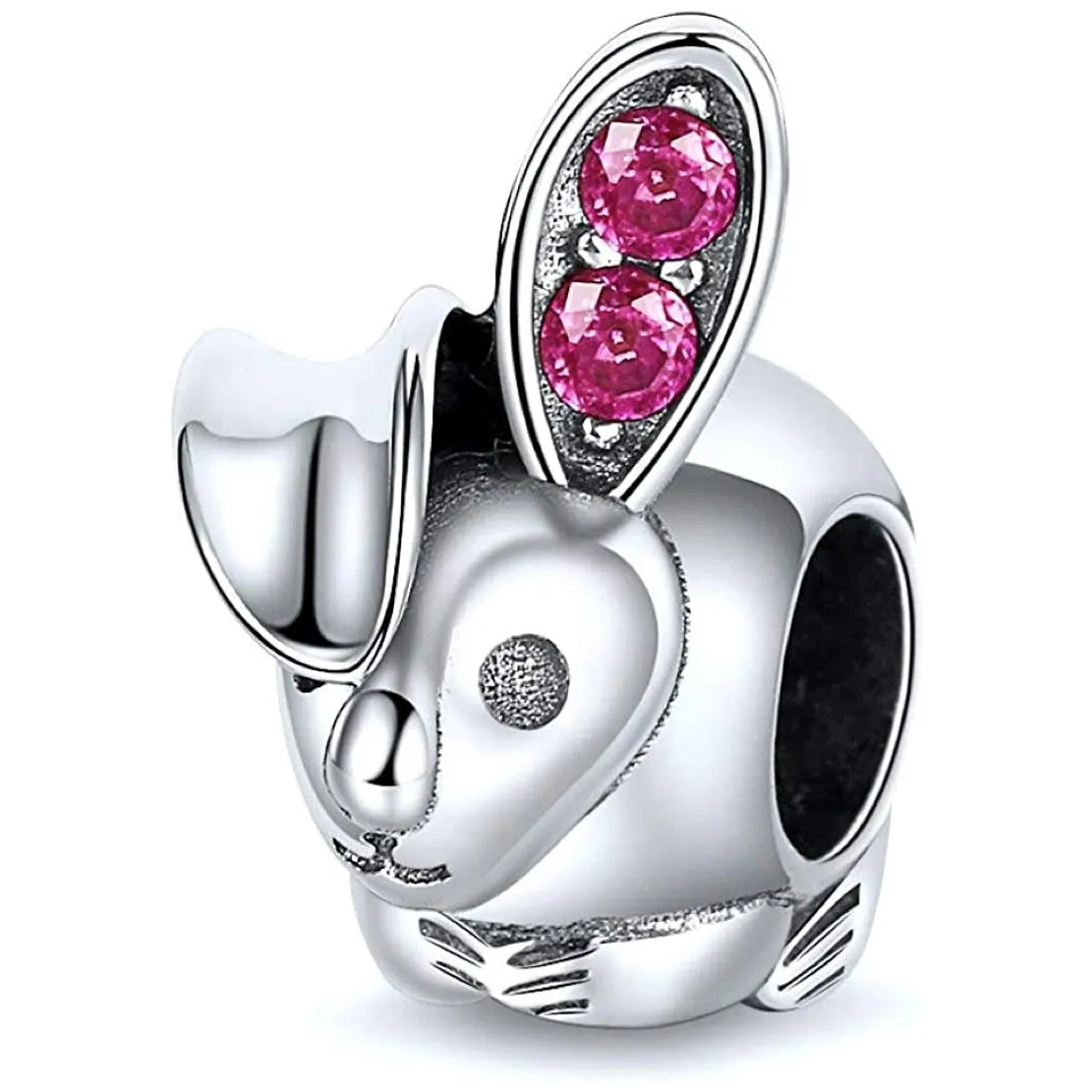 Pink Crystal Rabbit Bead Charm