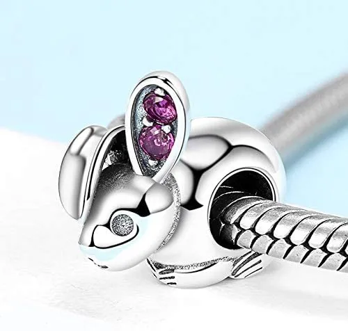 Pink Crystal Rabbit Bead Charm