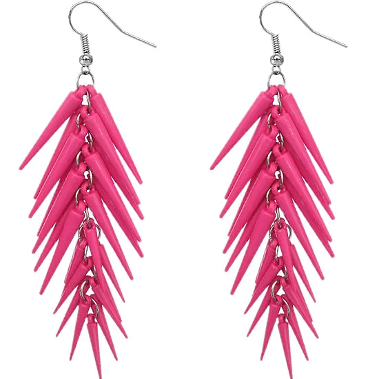 Pink Spike Cascade Dangle Earrings