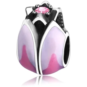 Pink Tulip Flower Bead Charm