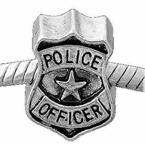 Police Officer Badge Charm European Bead Compatible for Most European Snake Chain Bracelet